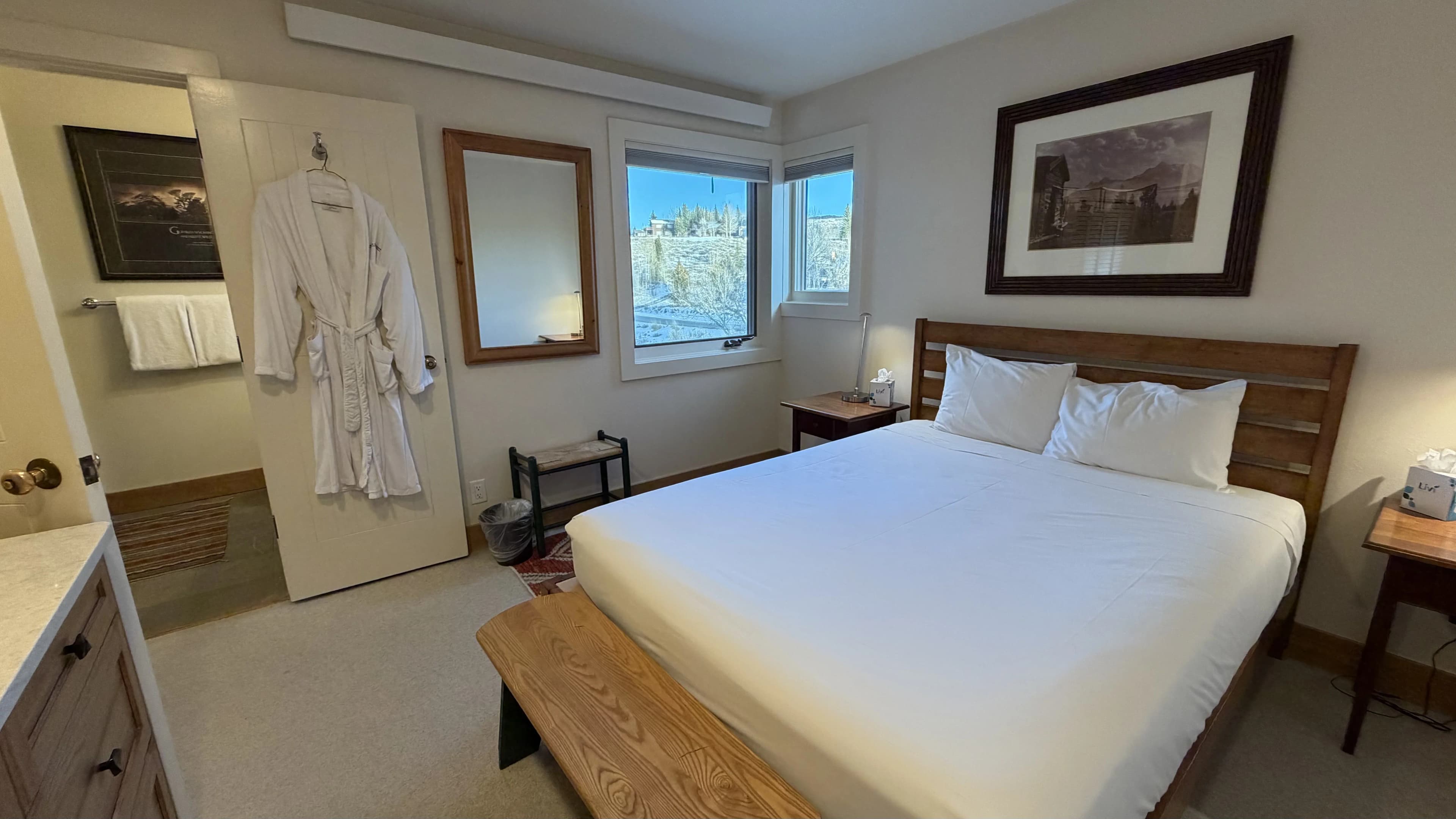 Queen bedroom with mountain views - Spring Creek Ranch Jackson Hole